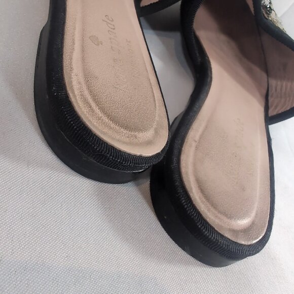 Kate Spade Maddie BEE Buzz Worthy Shoes Flats Black Gold Beaded Embroidered 7.5 - Picture 9 of 16